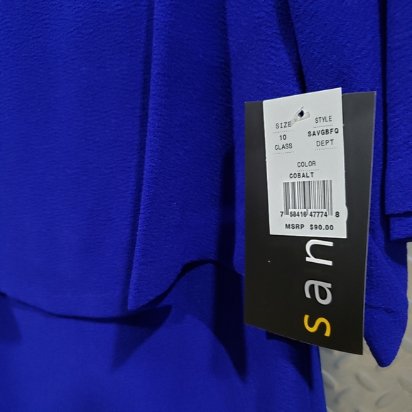 NWT SANGRIA cobalt blue dress with stunning overlay (10) - Picture 9 of 12